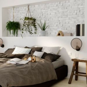 Papier peint pré-encollé vinyle intissé imitation mur de brique Easy Roll GoodHome Alfreton gris l.53 x H.1005 cm