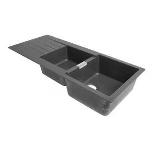 Évier en composite de quartz gris 2 bacs à encastrer Galvani