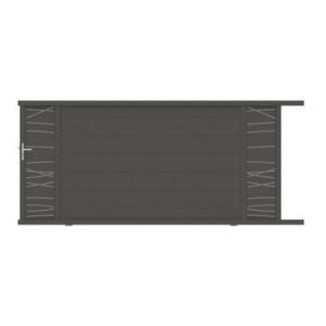 Portail coulissant frejus double onde 350x166,8 cm cm Taupe 7039 Neva Taupe Jardimat