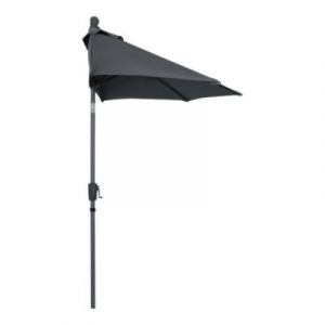 Parasol centr&eacute; inclinable en D ouverture manivelle toile anthracite GoodHome Kasane