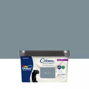Peinture murs, plafonds, boiseries et radiateurs bleu gris velours Dulux Valentine Cr&egrave;me de couleur 2.25 L