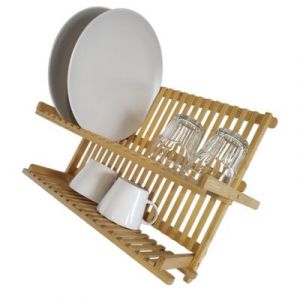 Égouttoir à vaisselle pliable en bambou clair