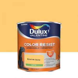 Peinture murs et boiseries Color Resist Dulux Valentine satin éclat de jaune 2,5L
