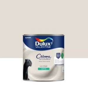 Peinture murs, plafonds, boiseries et radiateurs blanc lin clair velours Dulux Valentine Cr&egrave;me de couleur 0.5 L