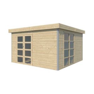 Abri de jardin Lindo 2 XL en bois coloris naturel ép.28 mm surface extérieure 16,97 m²