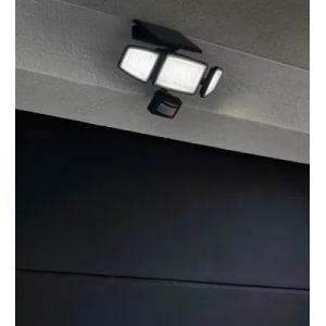 Projecteur solaire LED ext&eacute;rieur noir 800 lm avec d&eacute;tecteur de mouvement,3 t&ecirc;tes orientables IP54