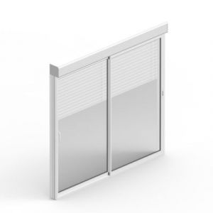 Baie coulissante en aluminium blanc avec volet roulant filaire l.215 x H.180 cm Uw=2