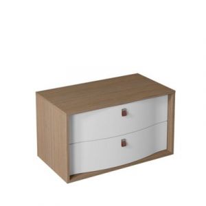 Meuble sous vasque suspendu blanc mat 2 tiroirs l.90 x H.50 x P.50 cm, Decotec Havana
