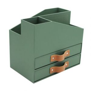 Combo de rangement multifonction en carton vert 2 tiroirs, range revues, pot &agrave; crayon