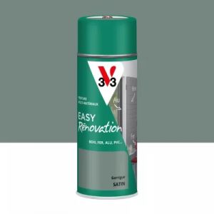 Bombe de peinture ext&eacute;rieure bois, fer, plastique gris garrigue satin V33 Easy R&eacute;novation 400 ml