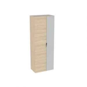 Colonne de salle de bains suspendue 2 portes effet bois et miroir l.60 cm x H.160 x P.35 cm, Pamili