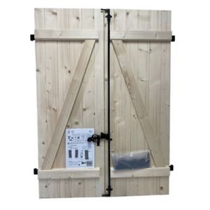 Volet battant acier et bois naturel - l.100 x H.135 cm - 2 vantaux