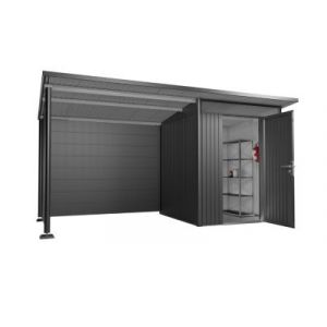 Paroi arri&egrave;re pour auvent Biohort en acier galvanis&eacute; gris pour abris de jardin AvantGarde GF