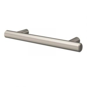 Poign&eacute;e de meuble en T GoodHome Dizel acier effet nickel satin gris l.136mm x l.12mm x H. 35mm entraxe 96mm