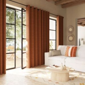 Rideau occultant &agrave; &oelig;illets Novan terracotta L.240 x l.140 GoodHome