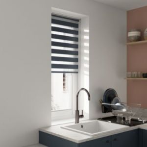 Store enrouleur jour / nuit sans per&ccedil;age Elin 2 bleu l.80 x H.180cm Goodhome