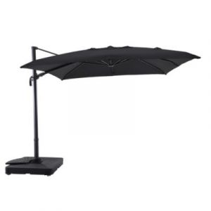 Parasol d&eacute;port&eacute; inclinable rond ouverture manivelle toile anthracite Mwh Yotrio Adapto