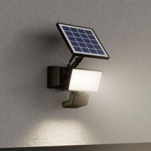 Projecteur solaire LED int&eacute;gr&eacute; &agrave; d&eacute;tection Davern 800lm IP65 noir GoodHome