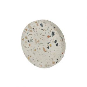 Pat&egrave;re salle de bains &agrave; visser 1 t&ecirc;te GoodHome Elland Terrazzo en b&eacute;ton coloris blanc mouchet&eacute;