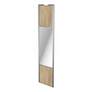 Porte de placard coulissante avec miroir effet chêne brut profil gris GoodHome Arius H. 248,5 x L. 62.2 cm + amortisseurs