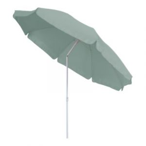 Parasol centr&eacute; inclinable rond ouverture pression vert d'eau L.1,8m x H.1,9m GoodHome Curacao