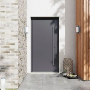 Porte d'entrée FORTIA alu gris Kapas RAL 7021 96 x h.218 cm poussant gauche