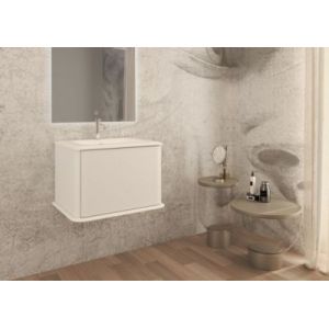 Meuble sous-vasque à suspendre l.61 cm avec plan vasque résine, blanc mat, Idra