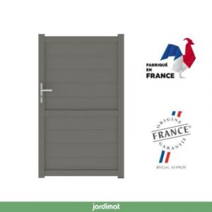 Portillon Jardimat battant aluminium Perth gris quartz - 100 x h.170 cm