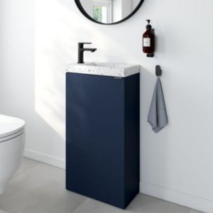 Meuble lave-mains bleu nuit mat l.44 cm Imandra + plan vasque terrazzo, GoodHome