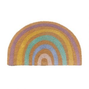 Tapis d'entrée demi-lune fibre de coco arc-en-ciel multicouleurs L.75 x l.45 Ornami