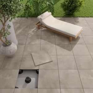 Carrelage sol ext&eacute;rieur en gr&egrave;s c&eacute;rame &eacute;maill&eacute; effet b&eacute;ton taupe l.60 x L.60 x &eacute;p. 2 cm Rohe