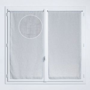Paire de vitrage tamisant uni poly-lin passe-tringle Gabin gris L.190 x l.90cm Rocle