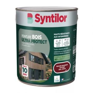 Peinture bois ext&eacute;rieur rouge basque RAL 3004 satin Syntilor Ultra Protect 2.5 L