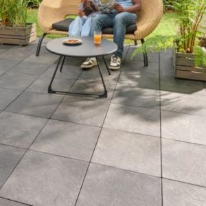 Dalle de terrasse composite aspect pierre anthracite Angara Klikstrom 40 x 40 cm