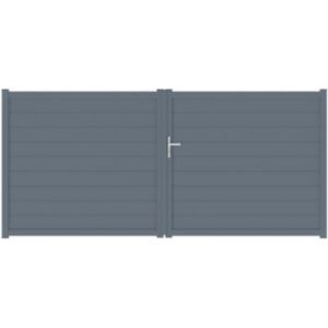 Portail battant alpes 350x160 cm Gris anthracite 7016 Jardimat