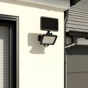 Projecteur solaire LED ext&eacute;rieur noire 5,5 W 600 lm IP44 d&eacute;tecteur PIR, GoodHome Shomali