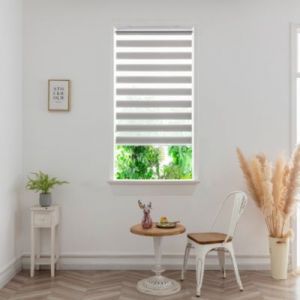 Store enrouleur jour / nuit sans per&ccedil;age Elin 2 gris b&eacute;ton l.60 x H.180cm Goodhome