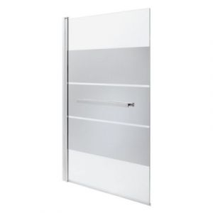 Pare-baignoire 1 volet verre miroir anticalcaire GoodHome Nubia H. 150 x l. 95 cm