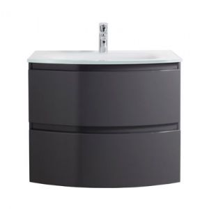 Meuble sous-vasque gris anthracite Vague 70 cm + plan vasque en r&eacute;sine