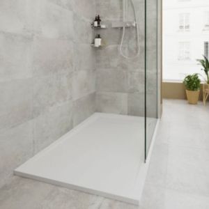 Receveur de douche 80 x 160 cm, r&eacute;sine, blanc, GoodHome Luiro