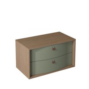 Meuble sous vasque suspendu vert fougère mat 2 tiroirs l.90 x H.50 x P.50 cm, Decotec Havana
