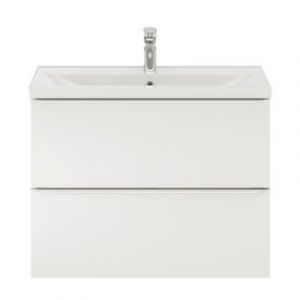 Meuble vasque suspendu faible profondeur blanc brillant l.80 cm Imandra + plan vasque blanc céramique Nira, GoodHome