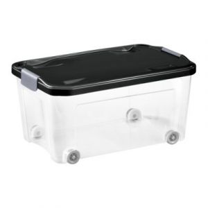 Lot de 3 boîtes de rangement avec roulettes Tontarelli Combi Box 43 L couvercle noir