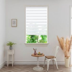 Store enrouleur jour / nuit sans per&ccedil;age Elin 2 blanc cass&eacute; l.90 x H.180cm Goodhome
