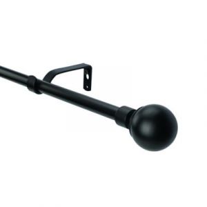 Kit de tringle à rideau extensible embout boule Araxos GoodHome 200/330 cm, Ø16/19 mm noir