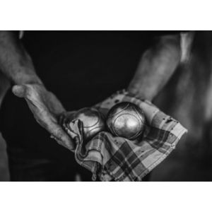 Toile imprimée Petanque B&W montée sur châssis bois en pin 60x80 cm