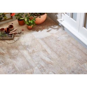 Carrelage sol extérieur effet pierre beige L.60 x l.30 cm x ép.8,7 mm - lot de 7, GoodHome Volfy