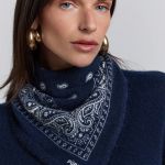 ECHARPE BANDANA PRESLEY bleu marine en cachemire