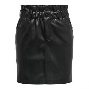 Jupe en simili-cuir noir Ora