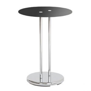 table d'appoint inox et verre trempé noir